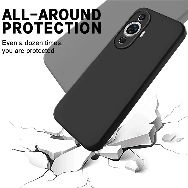 For Huawei nova 11 Pro / nova 11 Ultra Slim-fit Shell Liquid Silicone Phone Case Soft Lining Anti-scratch Phone Cover - Black