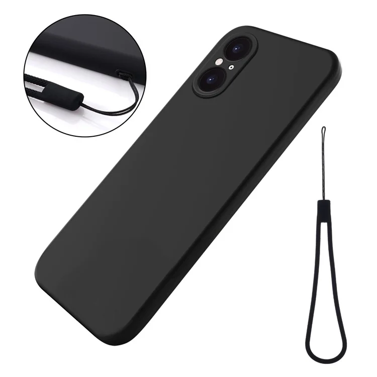 For Sony Xperia 5 V Cell Phone Case Liquid Silicone+Soft Lining Shell Anti-Scratch Cover - Black