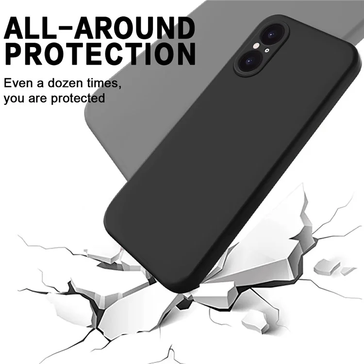 For Sony Xperia 5 V Cell Phone Case Liquid Silicone+Soft Lining Shell Anti-Scratch Cover - Black