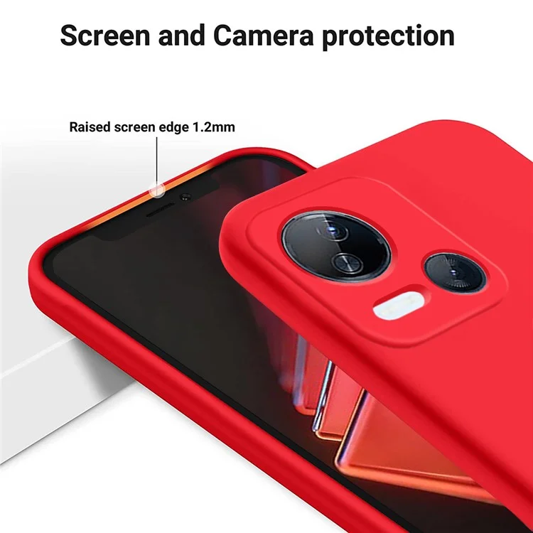 For TECNO Spark 10 5G Liquid Silicone Cell Phone Case Soft Lining Anti-Scratch Phone Cover Shell - Red