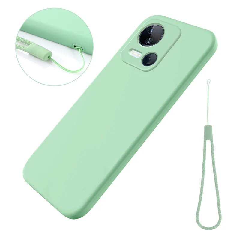 For TECNO Spark 10 5G Liquid Silicone Cell Phone Case Soft Lining Anti-Scratch Phone Cover Shell - Green