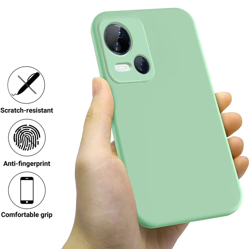 For TECNO Spark 10 5G Liquid Silicone Cell Phone Case Soft Lining Anti-Scratch Phone Cover Shell - Green
