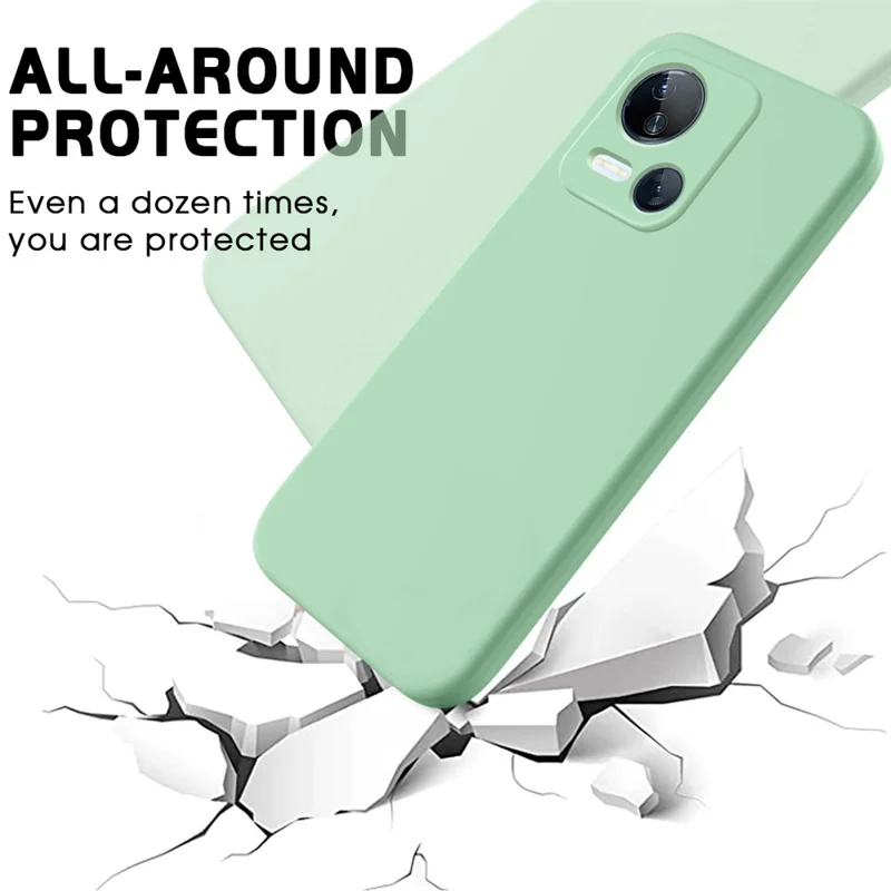 For TECNO Spark 10 5G Liquid Silicone Cell Phone Case Soft Lining Anti-Scratch Phone Cover Shell - Green