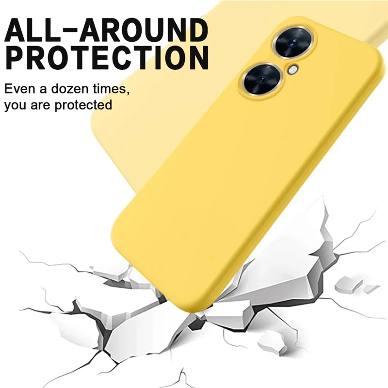 For Huawei nova 11i Cell Phone Case Liquid Silicone+Soft Lining Anti-scratch Back Cover - Yellow