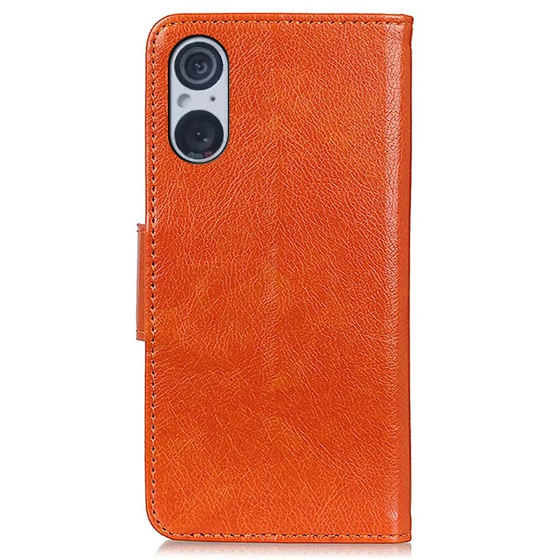 Per Sony Xperia 5 V Copertura del telefono con protezione da caduta Texture Nappa Pelle divisa Custodia portafoglio con supporto - Arancione