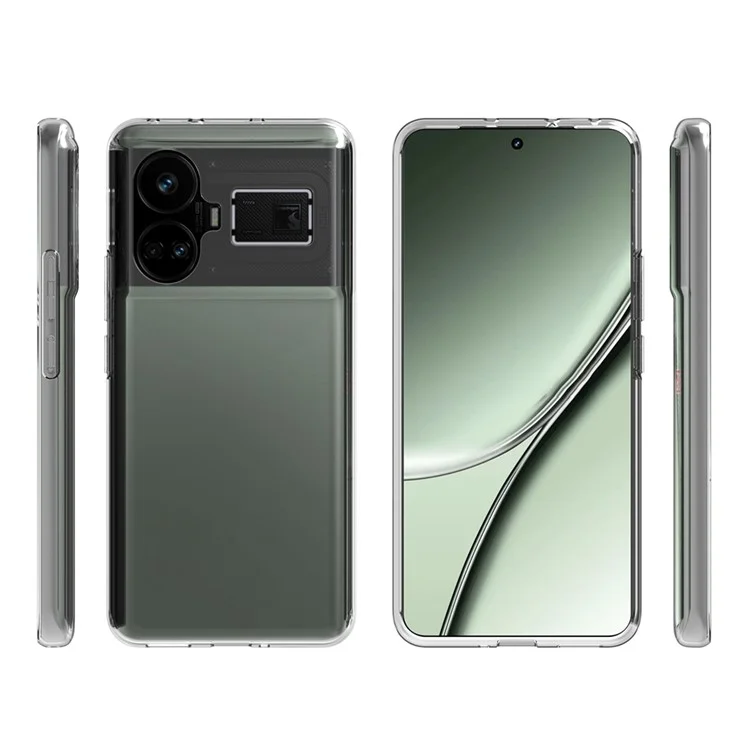 For Realme GT5 5G Transparent TPU Phone Cover Super Thin Smartphone Case (Big Rear Lens Hole)