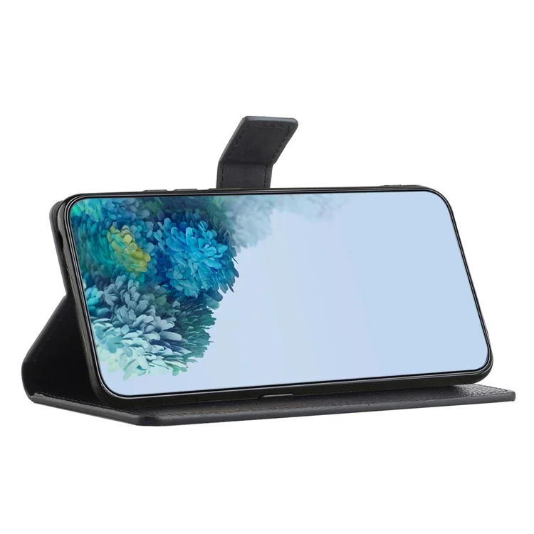 Para Motorola Moto G14 4G Litchi Texture Wallet Cell Phone Case PU Leather Stand Phone Cover - Negro