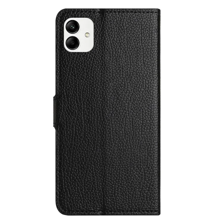 Para Motorola Moto G14 4G Litchi Texture Wallet Cell Phone Case PU Leather Stand Phone Cover - Negro