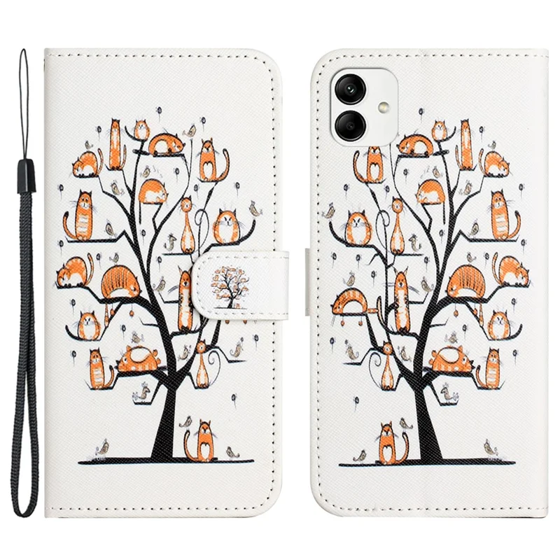 For Motorola Moto G14 4G 3D Pattern Printing Leather Phone Case Stand Wallet Cover with Strap - Cat and Tree