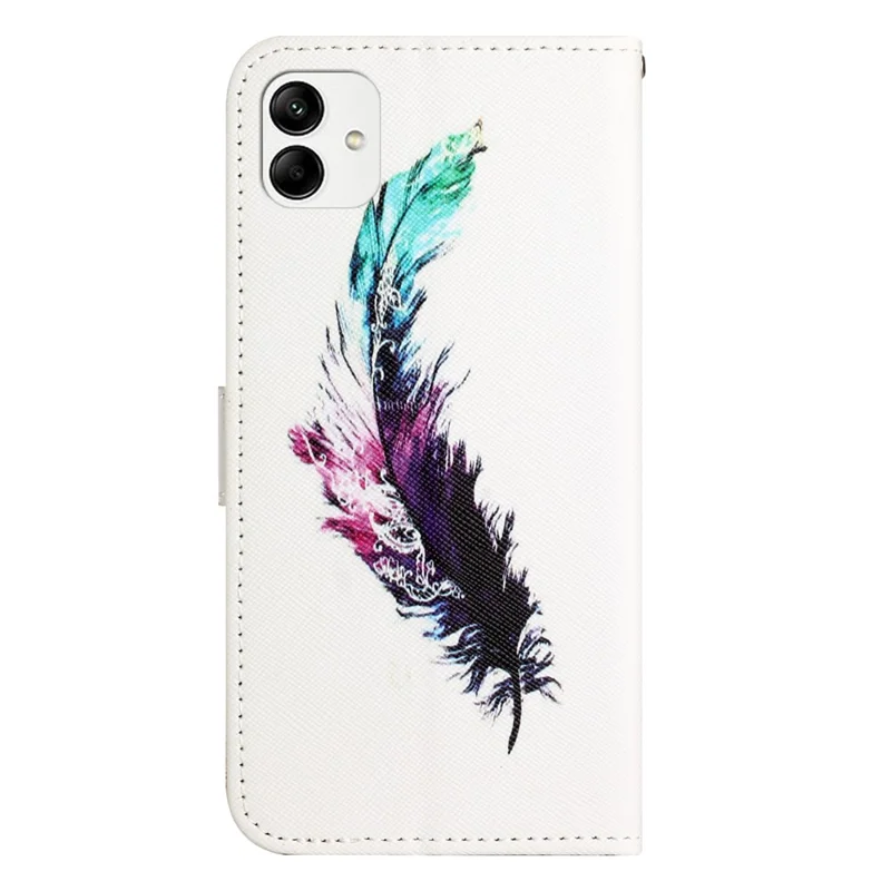 For Motorola Moto G14 4G 3D Pattern Printing Leather Phone Case Stand Wallet Cover with Strap - Feather