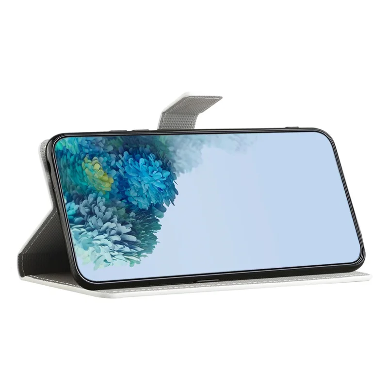 Custodia portafoglio per Motorola Moto G14 4G, custodia per telefono in pelle PU con stampa a motivi - Bianco / Farfalle