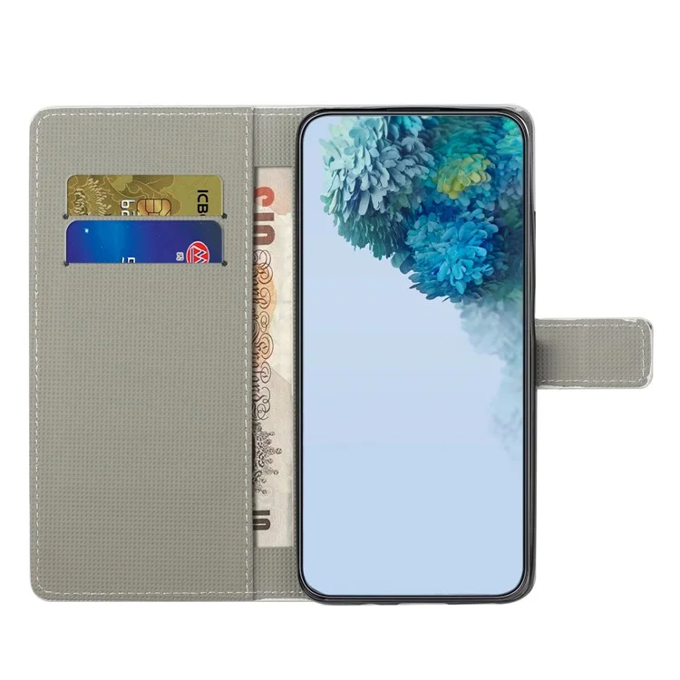 Custodia portafoglio per Motorola Moto G14 4G, custodia per telefono in pelle PU con stampa a motivi - Bianco / Farfalle