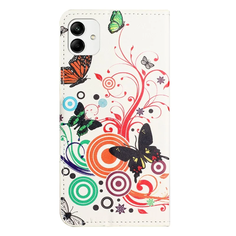 Custodia portafoglio per Motorola Moto G14 4G, custodia per telefono in pelle PU con stampa a motivi - Bianco / Farfalle