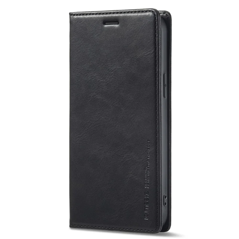 LC.IMEEKE For iPhone 15 Pro Max RFID Blocking Leather Phone Case Stand Wallet Cover - Black
