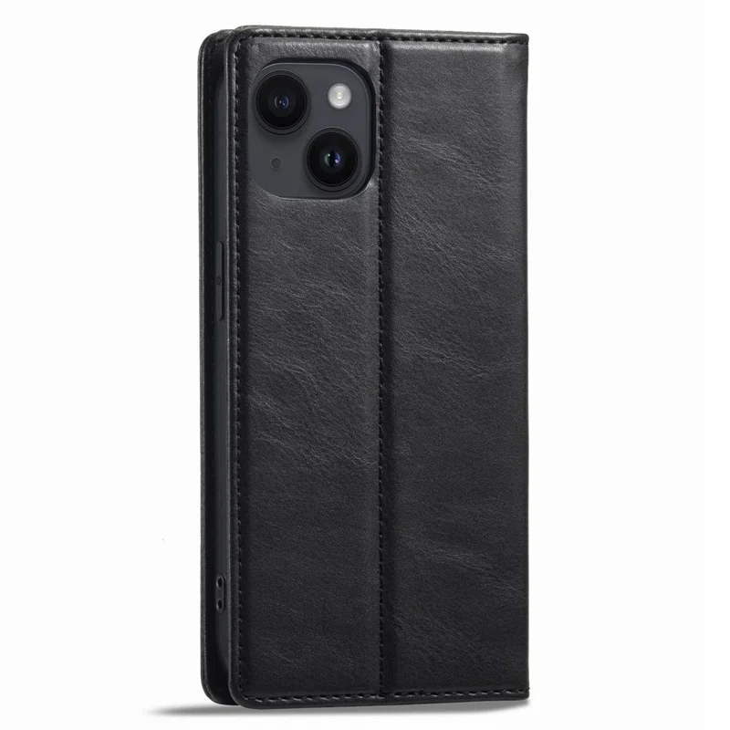 Capa Carteira de Telefone LC.IMEEKE para iPhone 15 Plus, Bloqueio RFID de Couro Sintético com Suporte - Preto