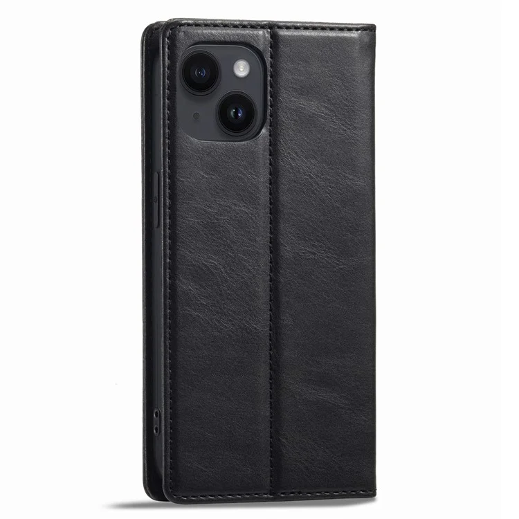LC.IMEEKE RFID Blocking PU Leather Phone Cover for iPhone 15, Carteira de Pé Estojo de Telefone - Preto