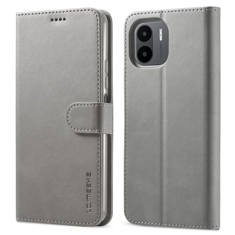 LC.IMEEKE For Xiaomi Redmi A1 4G / A2 4G Wallet Phone Case Calf Texture Stand Leather Phone Cover - Grey