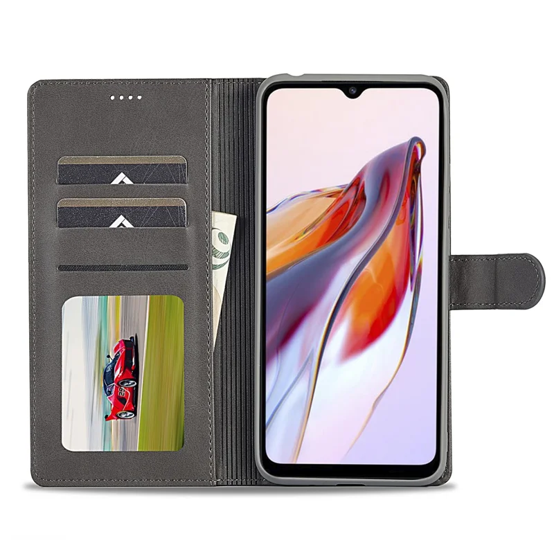 LC.IMEEKE For Xiaomi Redmi A1 4G / A2 4G Wallet Phone Case Calf Texture Stand Leather Phone Cover - Grey