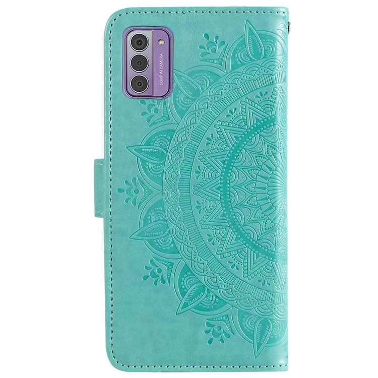 Pour Nokia G42 PU Leather Cover Mandala Flower Imprinted Wallet Phone Stand Case with Strap - Vert