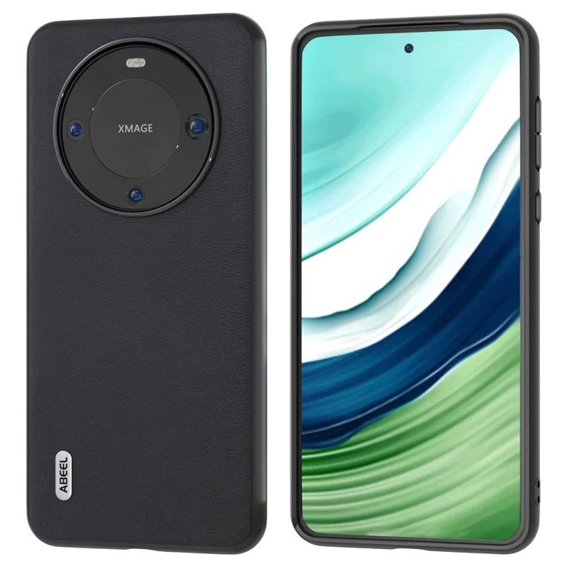 ABEEL For Huawei Mate 60 Phone Case Textured PU Leather Coated TPU+PC Anti-scratch Phone Cover - Black