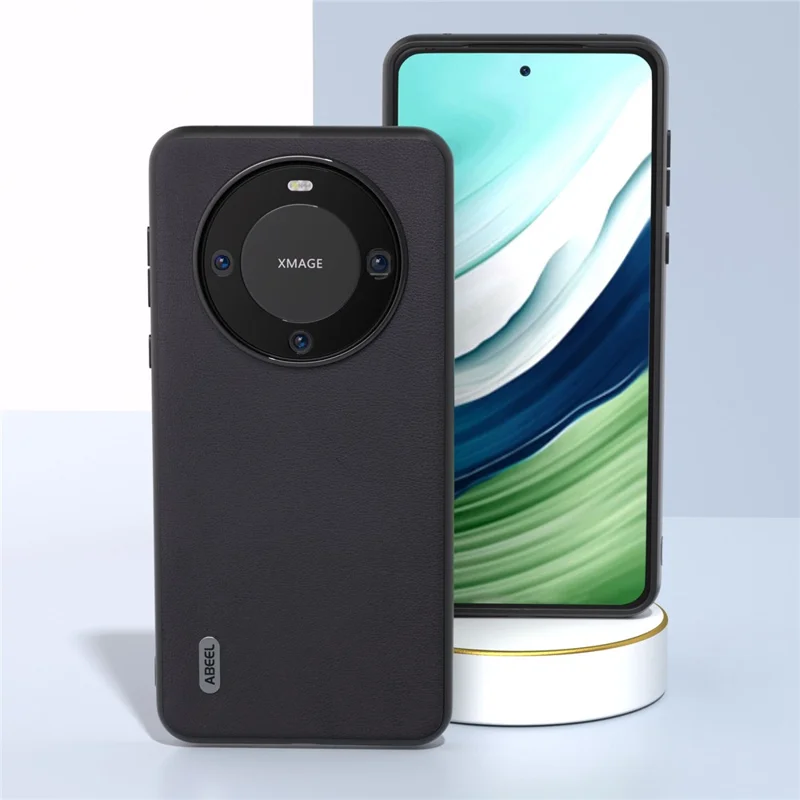 ABEEL For Huawei Mate 60 Phone Case Textured PU Leather Coated TPU+PC Anti-scratch Phone Cover - Black