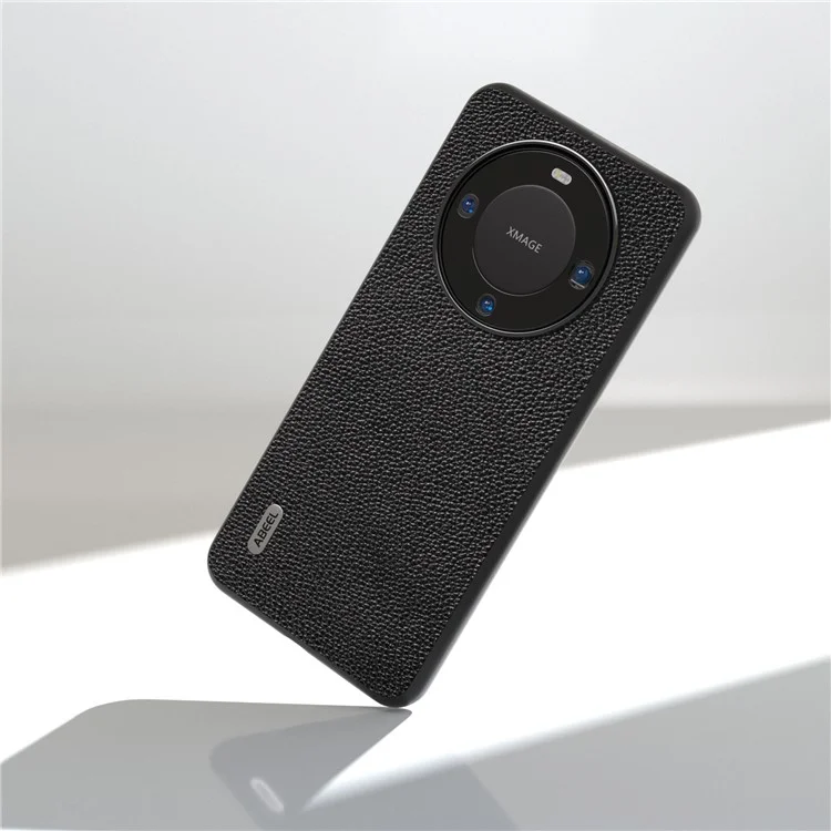 ABEEL для Huawei Mate 60 Pro Противоударный чехол для телефона с текстурой личи, кожа КРС + PC + TPU - черный