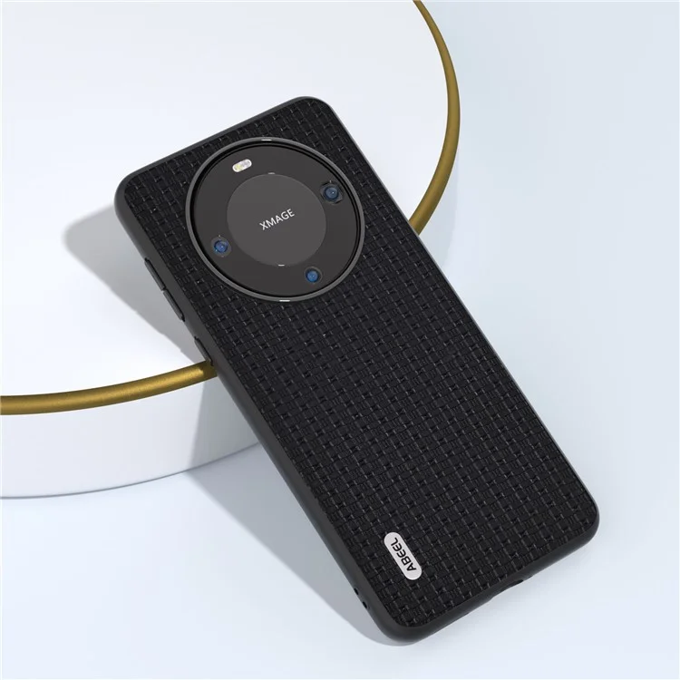 ABEEL For Huawei Mate 60 Pro Phone Case Luxury Texture Cowhide Leather Coated PC+TPU Cover - Black