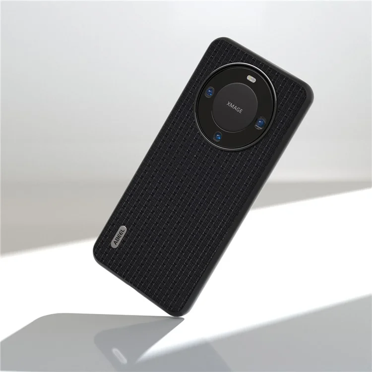 ABEEL For Huawei Mate 60 Pro Phone Case Luxury Texture Cowhide Leather Coated PC+TPU Cover - Black