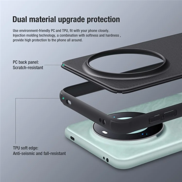 NILLKIN Super Frosted Shield Pro Phone Case for Huawei Mate 60 Pro Matte PC+TPU Phone Back Cover - Red
