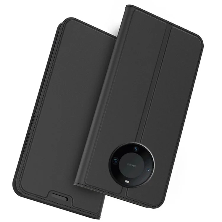 Funda de Teléfono con Ranura para Tarjetas para Huawei Mate 60, Funda Tipo Folio con Soporte, Combinación de TPU y Piel de PU, a Prueba de Golpes - Negro