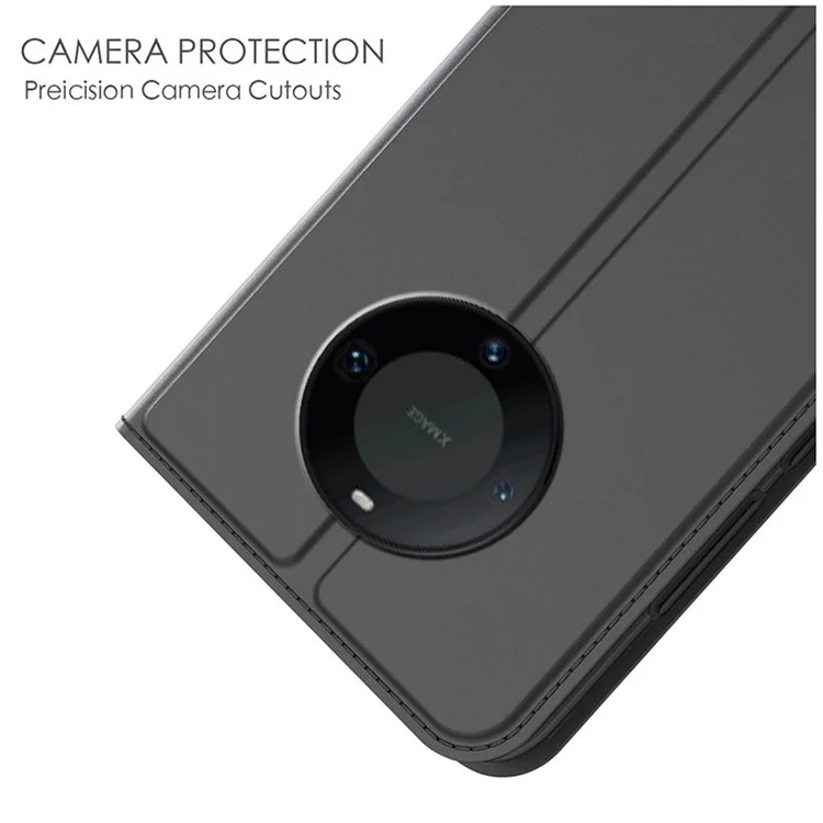 Funda de Teléfono con Ranura para Tarjetas para Huawei Mate 60, Funda Tipo Folio con Soporte, Combinación de TPU y Piel de PU, a Prueba de Golpes - Negro
