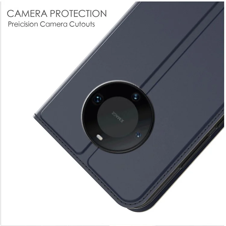 Para Huawei Mate 60 Pro Funda Protectora para Teléfono Móvil Ranura para Tarjetas TPU+PU Cuero Folio Flip Cover con Soporte - Azul