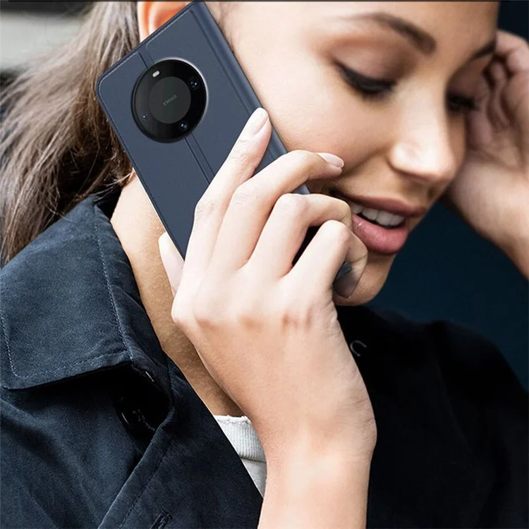 Para Huawei Mate 60 Pro Funda Protectora para Teléfono Móvil Ranura para Tarjetas TPU+PU Cuero Folio Flip Cover con Soporte - Azul