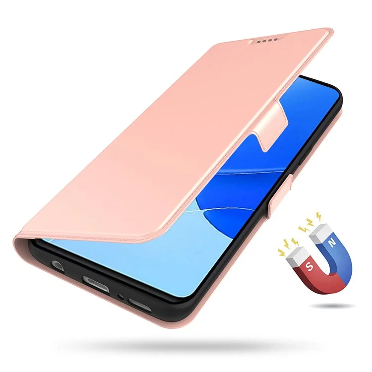 Para Huawei Mate 60 Pro Funda de teléfono de cuero PU con soporte Tarjetero Antichoque - Oro Rosa