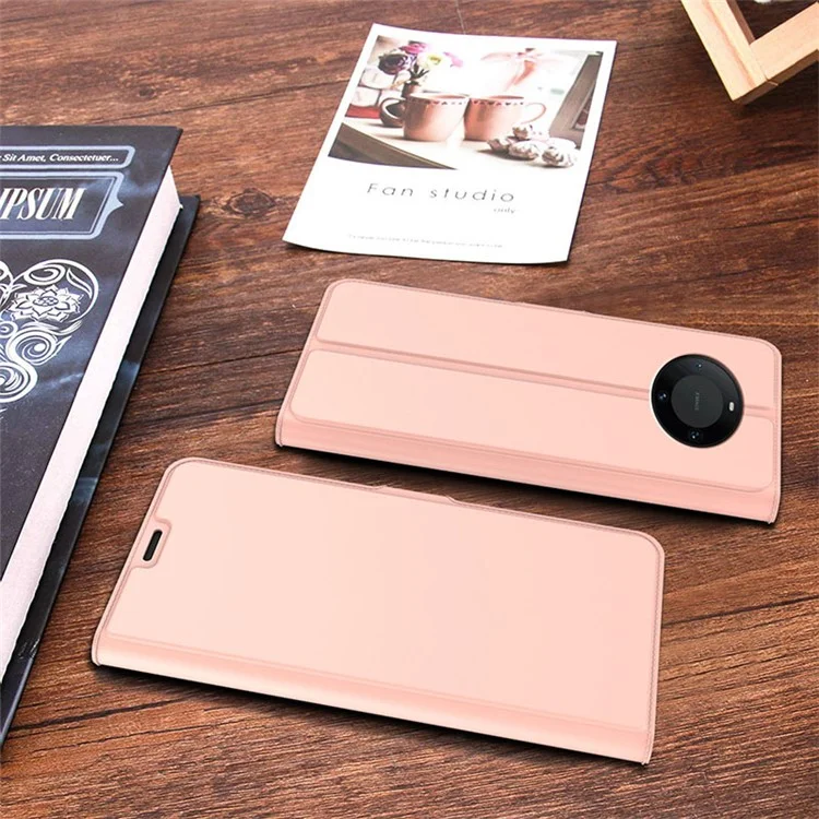 Para Huawei Mate 60 Pro Funda de teléfono de cuero PU con soporte Tarjetero Antichoque - Oro Rosa