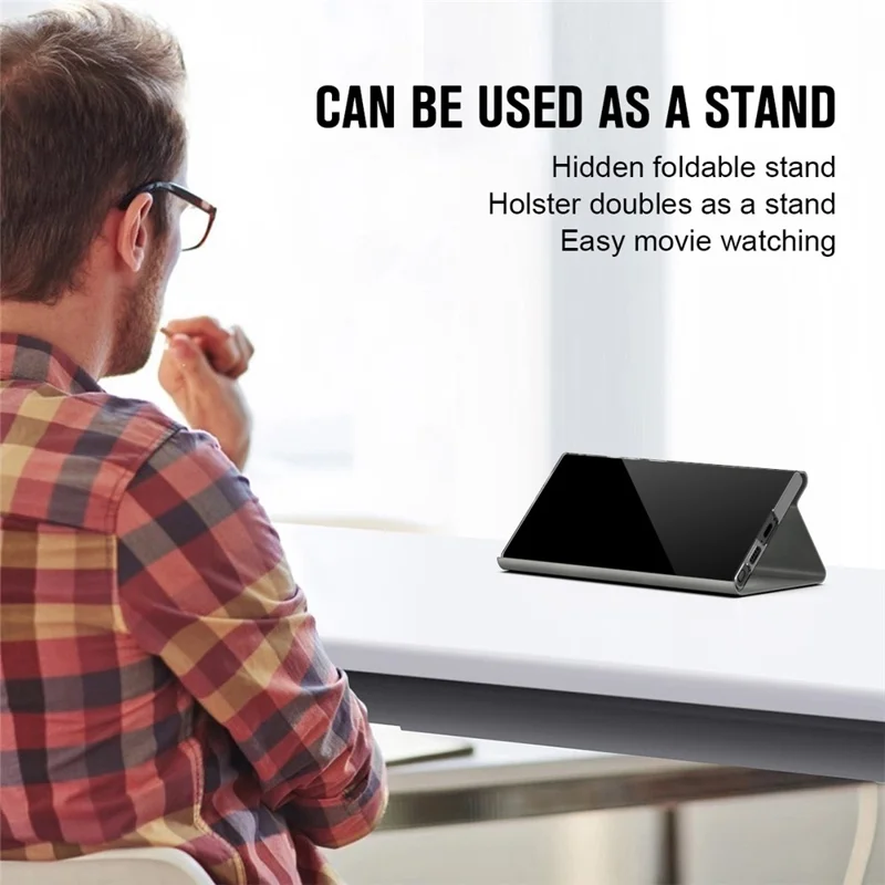 For Samsung Galaxy S22 Ultra 5G Card Holder Stand Case Nappa Texture PU Leather + PC Phone Cover - Grey