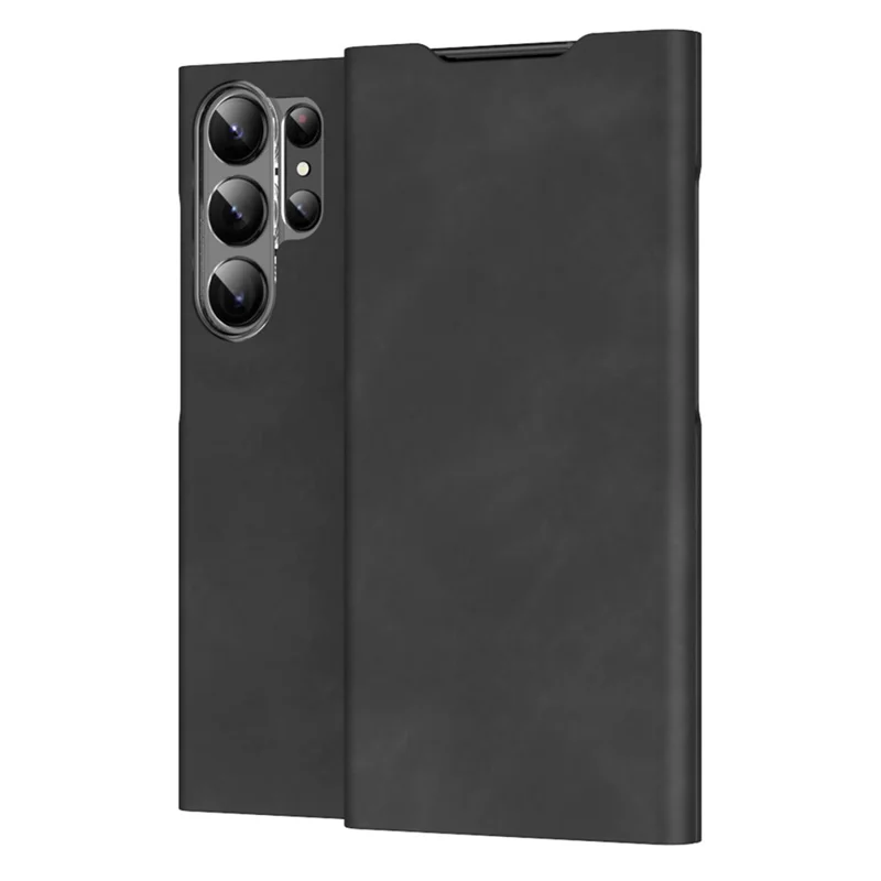 Voor Samsung Galaxy S23 Ultra Hoesje met Kaarthouder PU Leer + PC Nappalike Standhoes - Zwart