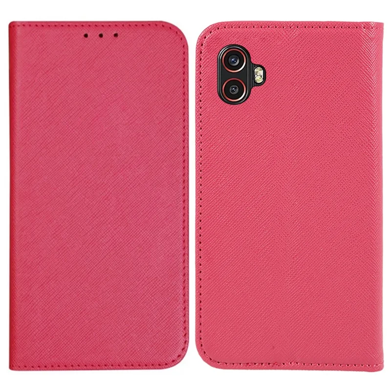 Для Samsung Galaxy Xcover6 Pro 5G PU кожаный бумажник Стойка Дело Перекрестная Текстура Магнитная Телефон Крышка - Розовый