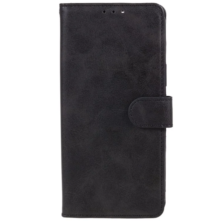 For Samsung Galaxy Xcover 5 Magnetic Clasp Leather Cover Calf Texture Wallet Stand Phone Case - Black