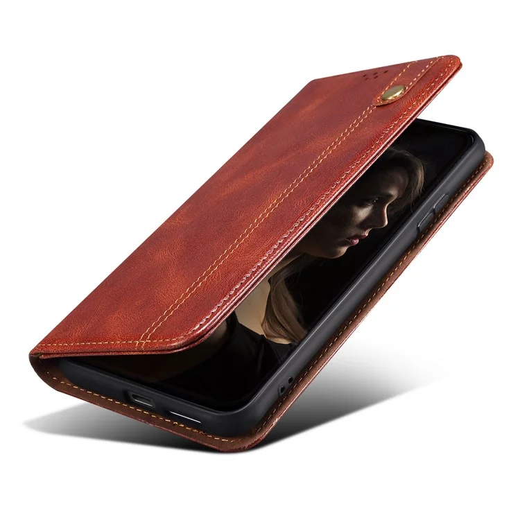 Per Oppo A58 4G Custodia in pelle con supporto a portafoglio Texture crazy horse cerosa Anti-caduta Custodia per telefono - Marrone