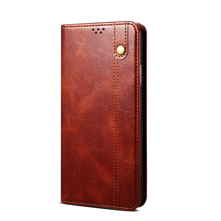 Per Oppo A58 4G Custodia in pelle con supporto a portafoglio Texture crazy horse cerosa Anti-caduta Custodia per telefono - Marrone