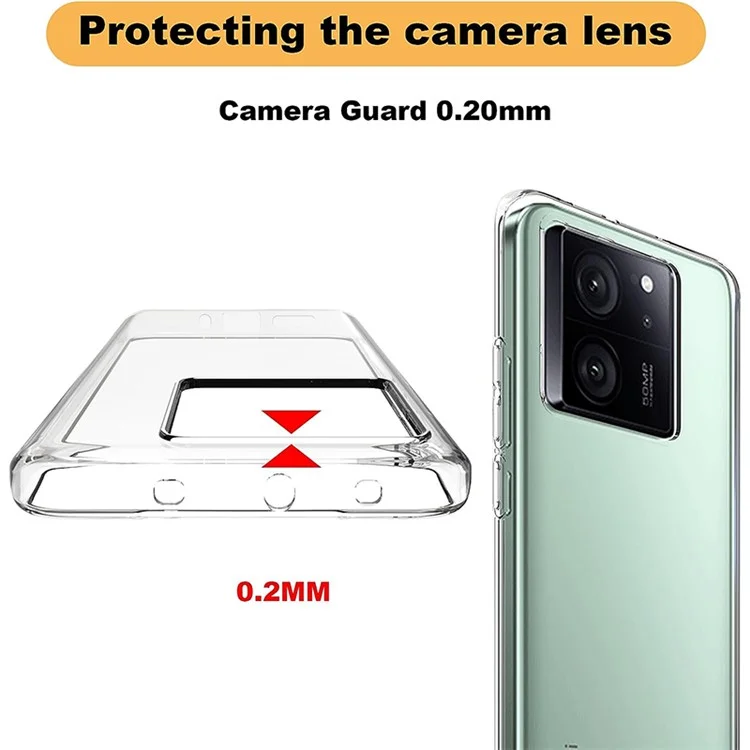 For Xiaomi 13T / 13T Pro / Redmi K60 Ultra Clear TPU Anti-drop Phone Case + Camera Lens Film + 2.5D Arc Edge Tempered Glass Screen Film