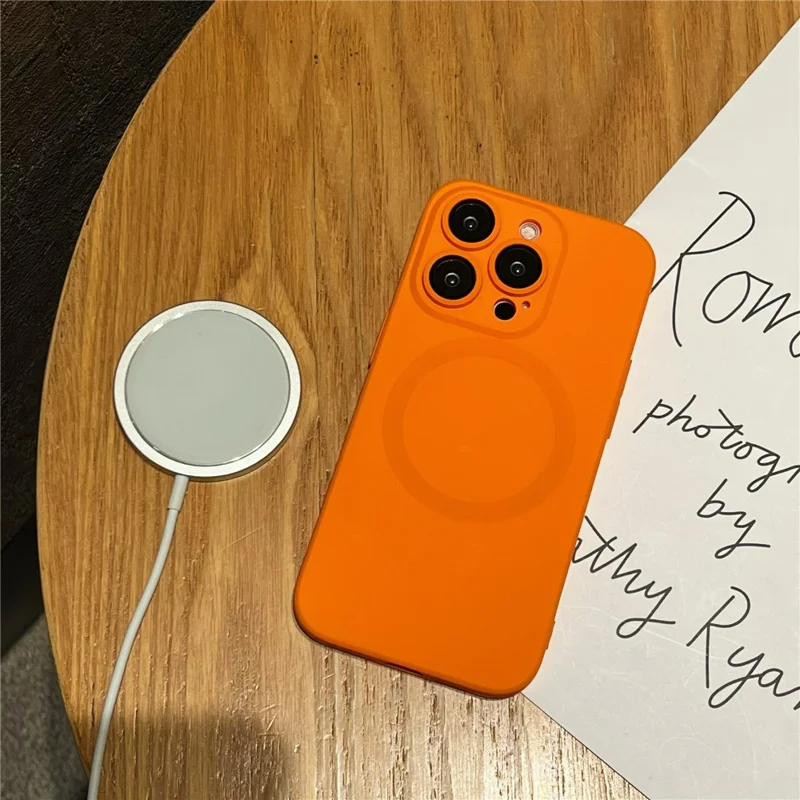 For iPhone 12 Pro TPU Phone Case Compatible with MagSafe Soft Phone Back Cover with Lens Protection - Orange