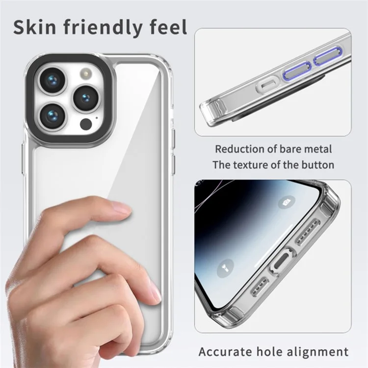 Para iPhone 15 Soft TPU + Hard PC Clear Anti-scratch Phone Case Mobile Phone Cover - Transparente