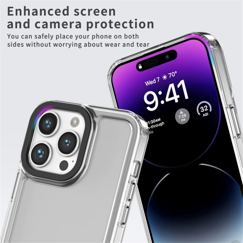 For iPhone 15 Pro Max Anti-scratch Phone Case Soft TPU + Hard PC Clear Mobile Phone Cover - Transparent