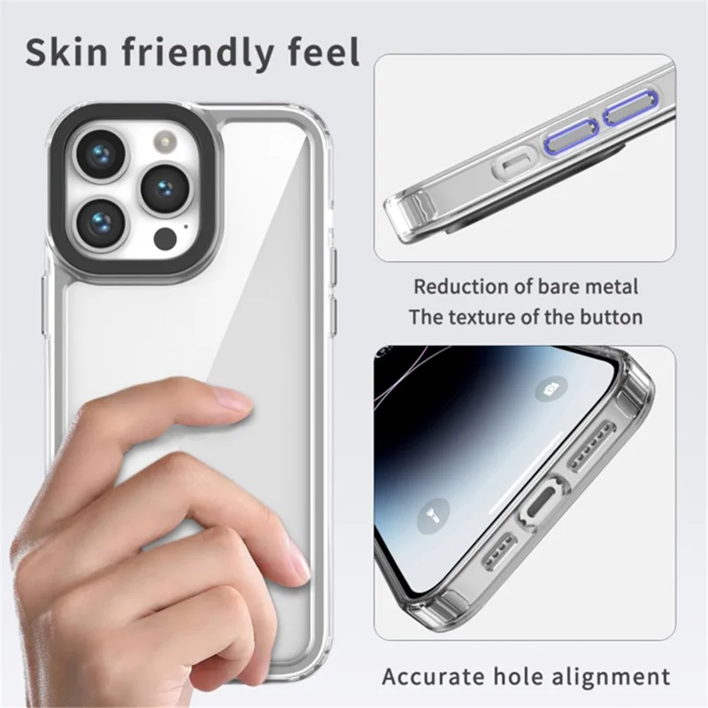 For iPhone 15 Pro Max Anti-scratch Phone Case Soft TPU + Hard PC Clear Mobile Phone Cover - Transparent