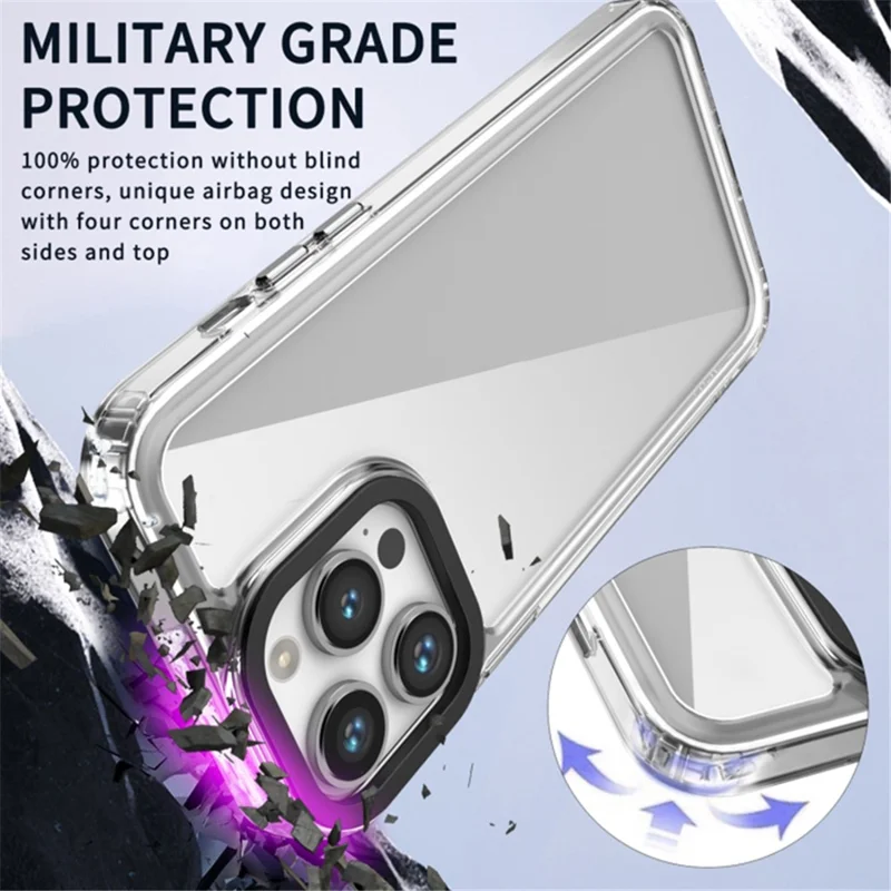 For iPhone 15 Pro Max Anti-scratch Phone Case Soft TPU + Hard PC Clear Mobile Phone Cover - Transparent