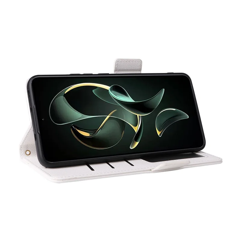 Für Xiaomi 13T / 13T Pro / Redmi K60 Ultra Handyhülle Anti-Kratzer Leder Litchi-Textur Brieftasche Ständer Cover mit Gurt - Weiß