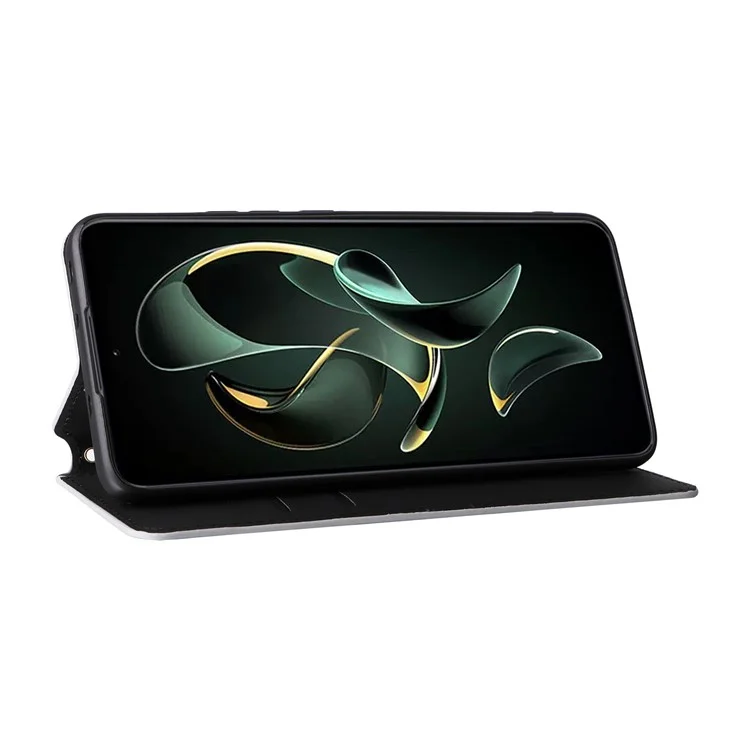 Cover in pelle PU per Xiaomi 13T / 13T Pro / Redmi K60 Ultra, custodia portafoglio per telefono con motivo a rombi impressi - Argento