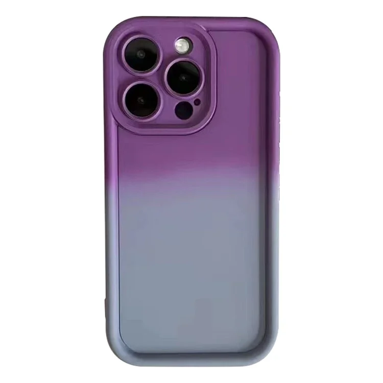 Para iPhone 15 Pro Max Soft Silicone Phone Case Gradiente Color Resistente a los arañazos Cubierta del teléfono - Gris púrpura